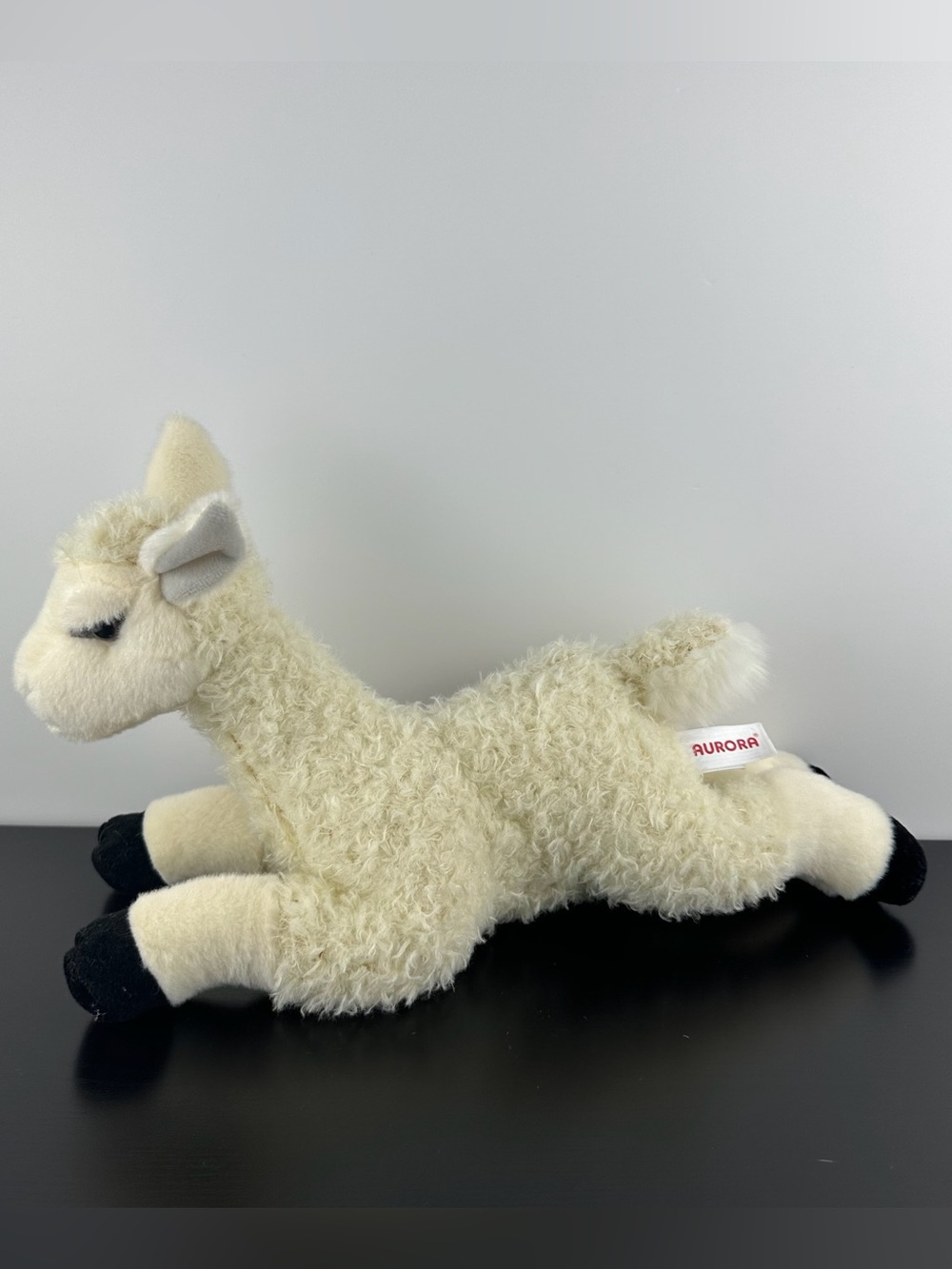 Aurora White Gray Black Llama 13” Curly Shaggy Plush Stuffed Animal Alpaca